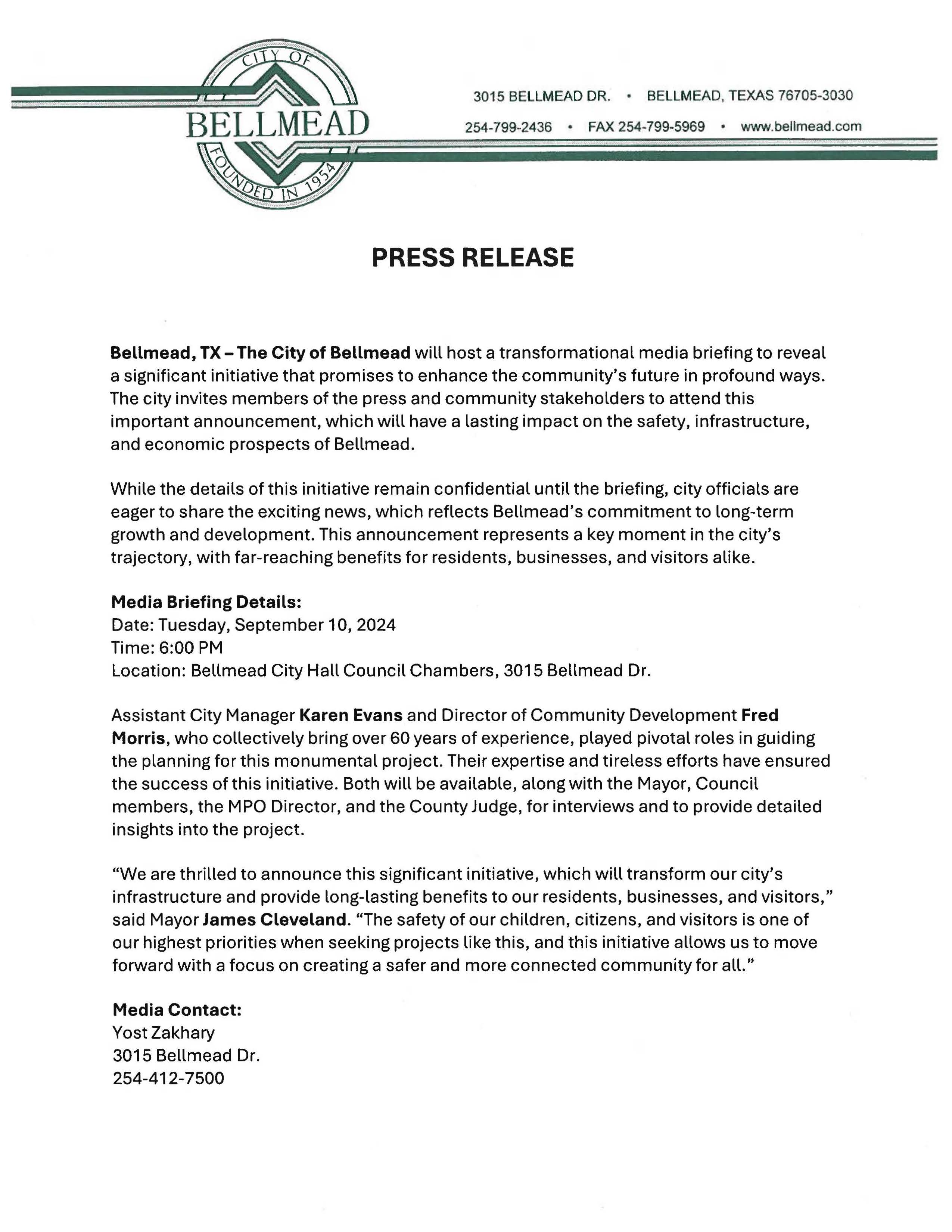 PRESS RELEASE