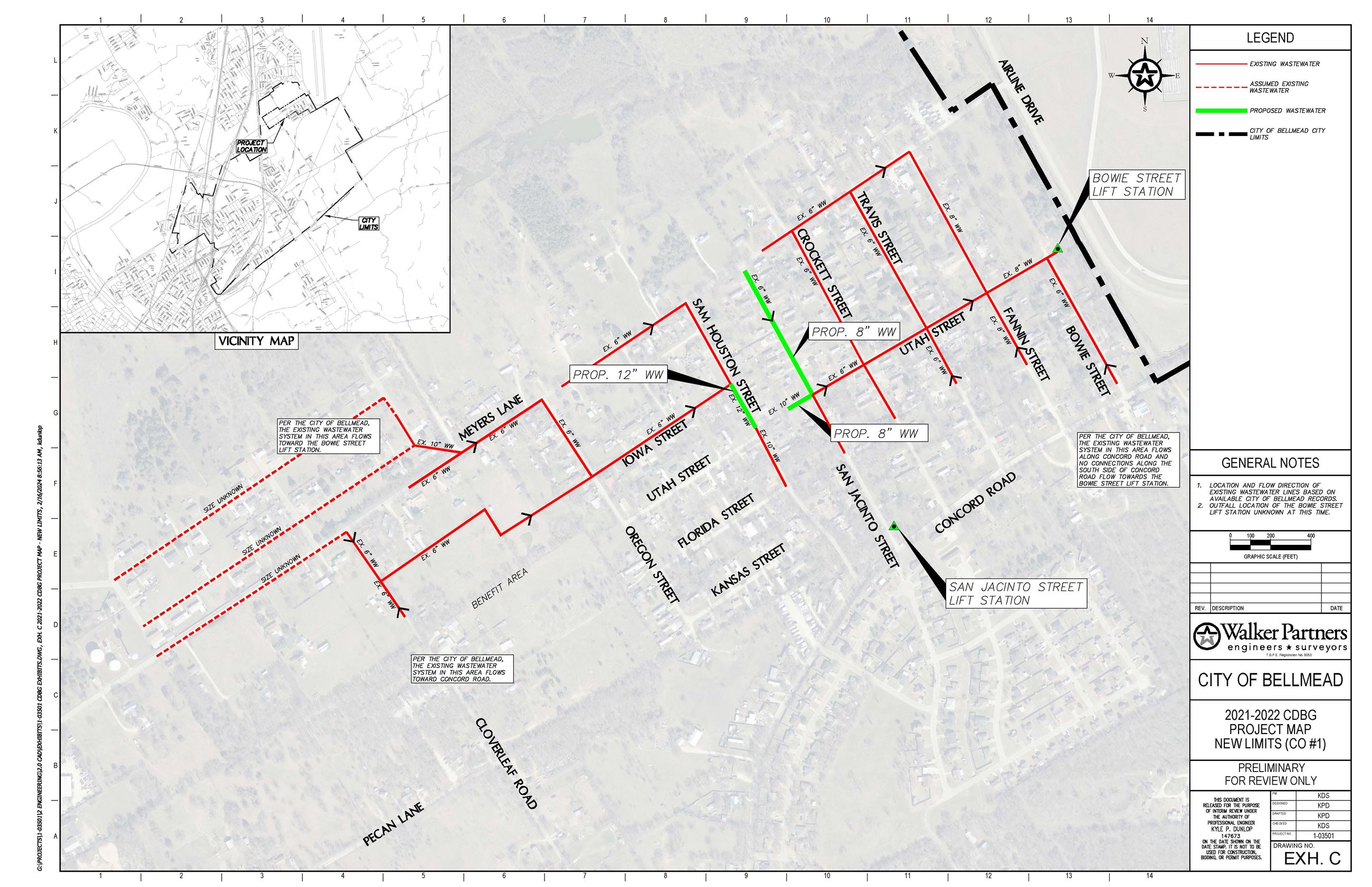Proposed project map - Bellmead CDBG sewer project